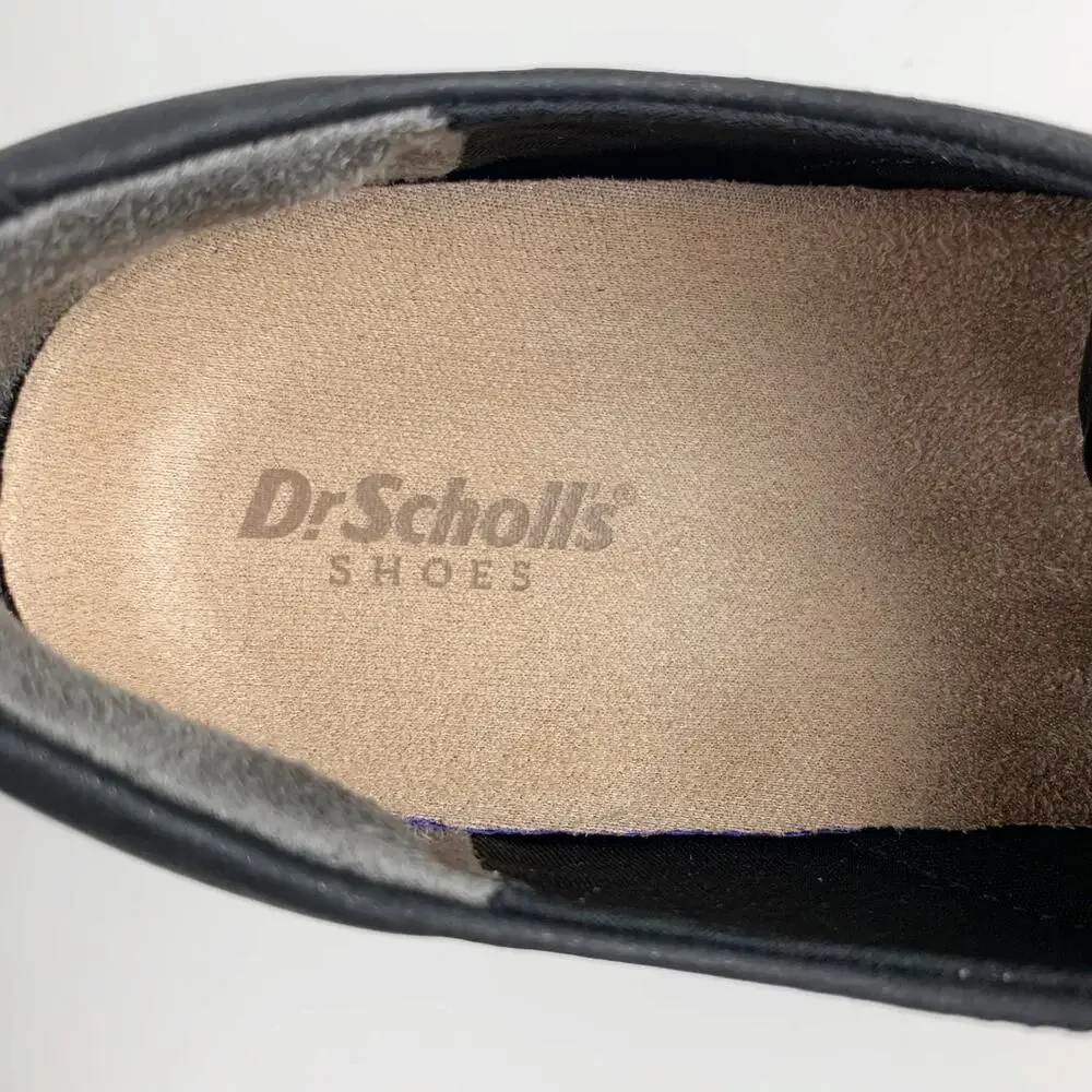 Dr Scholls Hello Oxford Comfort Shoes Black Faux Leather Lace Up Women's 6.5_5